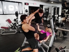 Rachel Starr is fucked by a muscular man in front of her husband at the gym