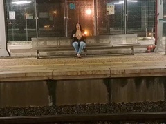 Public Train Station Fuck with Big Ass Stranger - Creampie & Doggystyle Outdoor Sex