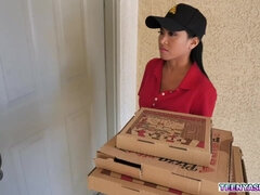 Nasty coeds copulated this slinky asian delivery girl