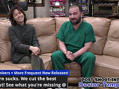 Become a Tampa doctor and give Brooklyn Rossi her first pelvic exam using gloved hands with nurse Aria Nicole