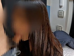 Japanese beauty with big breasts and a big ass seduces you without a bra and gives you a blowjob before having sex with you