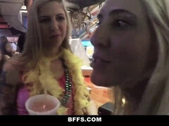 Watch Mardi Gras Sluts flash and fuck in living room orgy with BFFs