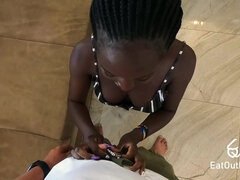 African Girl Just Turned 18-years-old Craves A Creampie From White Penis!