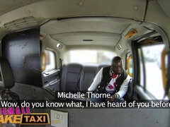 Michelle Thorne gets a hot load on her face after paying cab fare with her fake Britishtaxi