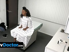 Watch this ebony goddess get stripped and pounded hard in the doctor's office by a pervdoctor on camera
