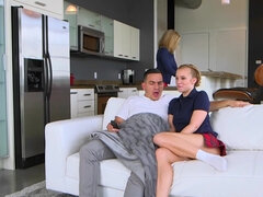 Young fucking couple get caught & joined by stepmom Cory Chase