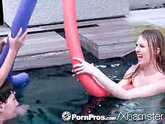 PORNPROS Pool party with two blondes turns into three way