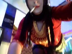 Arabic queen sexy stomach dancing undress tease and pole tricks, idolize this gigantic arab booty!
