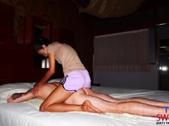 Massage scene with skinny thai teen