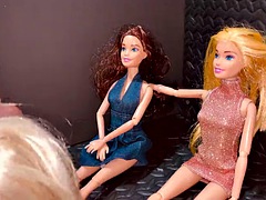 Small Penis Cumming on Clothed Barbie Dolls and Her Friends - CFNM and Bukkake Fetish Cumshot