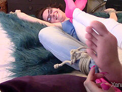 Nerdy female sole Worship and Tickle