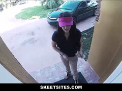 Cash-hungry pizza delivery teen gets drilled hard by her customer