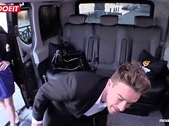 Watch Mellisa, the stunning blonde, get her tight pussy pounded in the Uber car by Cabbie's hard cock