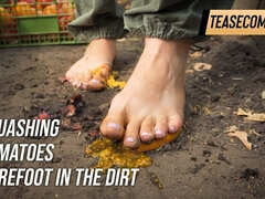 Squashing Tomatoes Barefoot in the Dirt Asmr