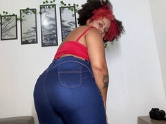 Amatoriale, Bella grossa formosa, Culo grosso, Nero, Scureggiare, Jeans, Solo