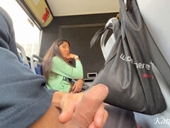 Katty West takes a naughty adventure on a crowded bus and gives a stranger an unforgettable blowjob!