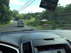 Niki enjoys the ride on the road to Hana.