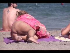 inborn & Milky Big Boobs doll on naked Beach