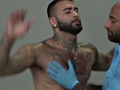 TSA hairy black daddy does full body search on sexy latin guy