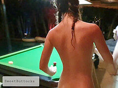 Two horny milfs, teens playing, playing billiards