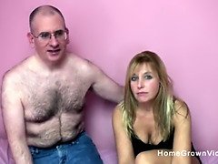 Thick blond amateur gets fucked by an old boy