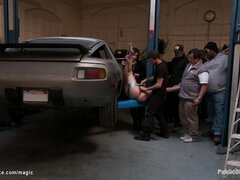Hoe gang banged in public garage (James Deen, Coral Aorta)