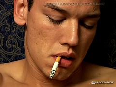 Skinny Latino Jordan smokes while jerking his cock solo