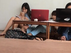 Candid Bare Feet of 2 Japanese Girls and Another Asian Girl