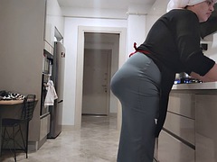 My big ass stepmom hardened my cock with her tight skirt