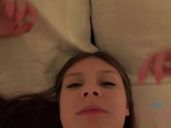 You watch Winter use her toy then cum on her face.