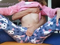 Step Sister Moans Loud in Morning - Step Brother Fingers Her in Pajamas