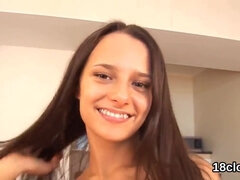 Pretty Girl Is Spreading Narrow Slit In Close Up