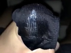 Wife gave used wet panties to jerk off and cum on them