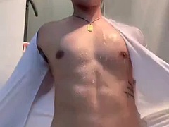 Chinese boy in the shower does not cum