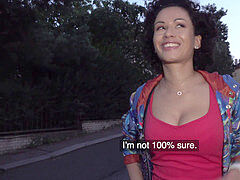 Public Agent Russian Stacy Bloom with unshaved vulva pummeled outdoors