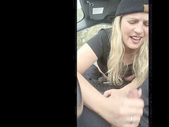 Car blowjob, finger-tickling, slapping