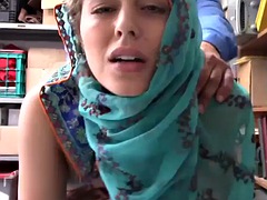 Kinky muslim sex bomb steals to get her pussy fucked by the awesome cop