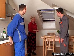 Two workers share very old grandma