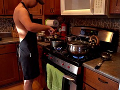 Naked chef cooking Chinese food