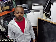 Gay black pawn fucked by pawn shop owners in warehouse in threesome