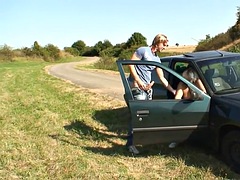 GRANNYBET - Younger Stud Doggy Fucks Old Granny On The Road
