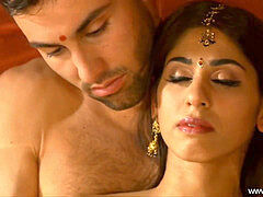 Asiatique, Couple, Indienne, Massage