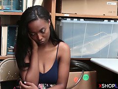 Ebony teen thief busted and fucked by a mall cops hard cock
