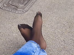 Piedi, Piede fetish, Nylon, Pantaloncini sintetici, Punto di vista pov, Calze, Guardone