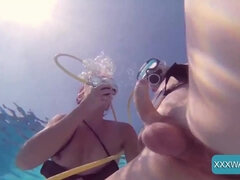 Underwater hard-core romp and oral jobs from Minnie Manga