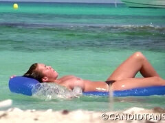 Massive Natural Big Boobs Teen going Topless on the Public Beach!