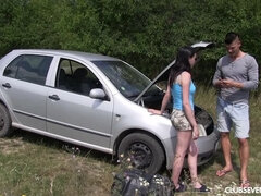 Helpless teen pounded by hunk