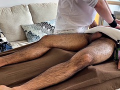 69, 毛深い, キス, マッサージ, 筋肉, オイル, 魅力的, スパンキング