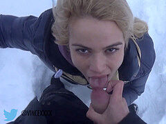 college girl during ski lesson want to deep-throat and bang professor
