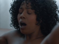 Ebony chick and Asian female lick and finger cunts in turn